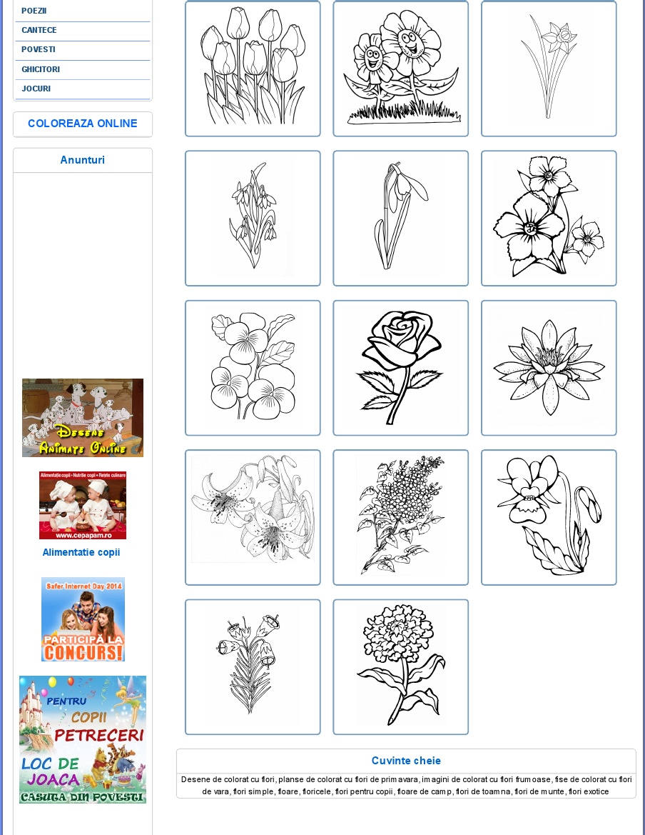 Planse De Colorat Cu Flori Pentru Copii Pdf Document
